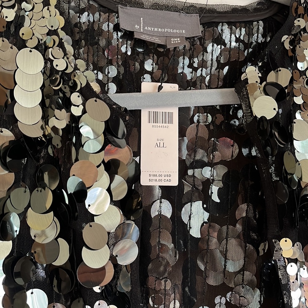 Anthropologie Black and Silver Sequin Coat - Picture 4 of 8